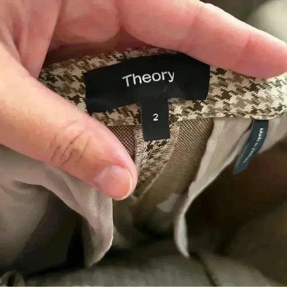Theory houndstooth slim cropped trousers size 2 - Picture 4 of 5